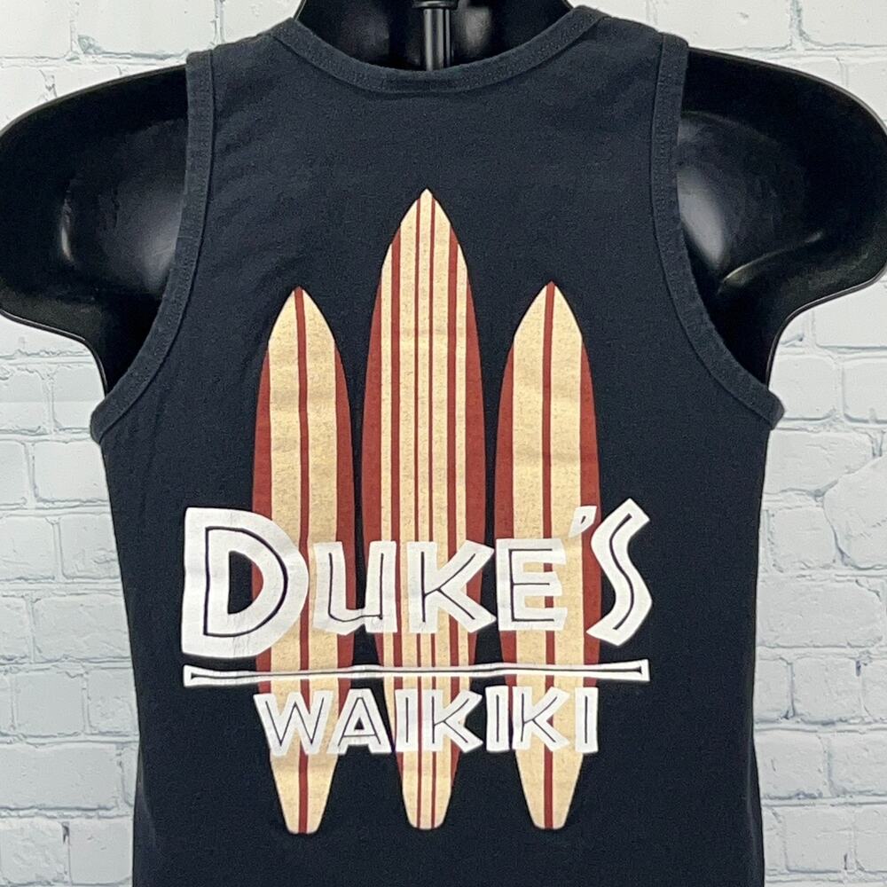 Vintage Y2Ks Dukes Waikiki Hawaii Tank Top Shirt Surfer Surfing Black S Small